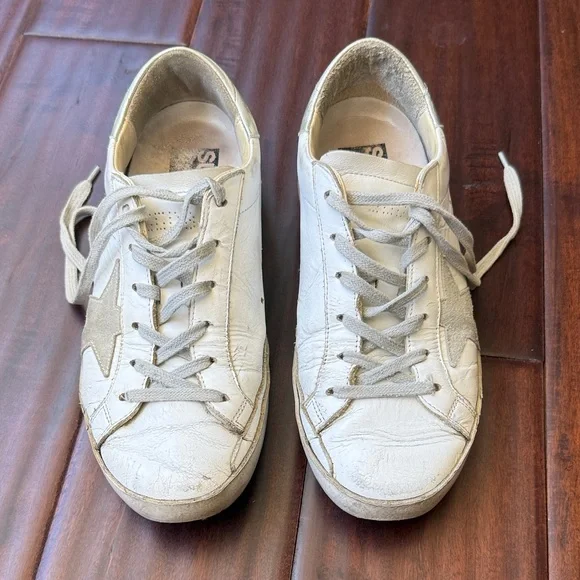Golden Goose White and Silver Sneakers - Picture 1 of 6